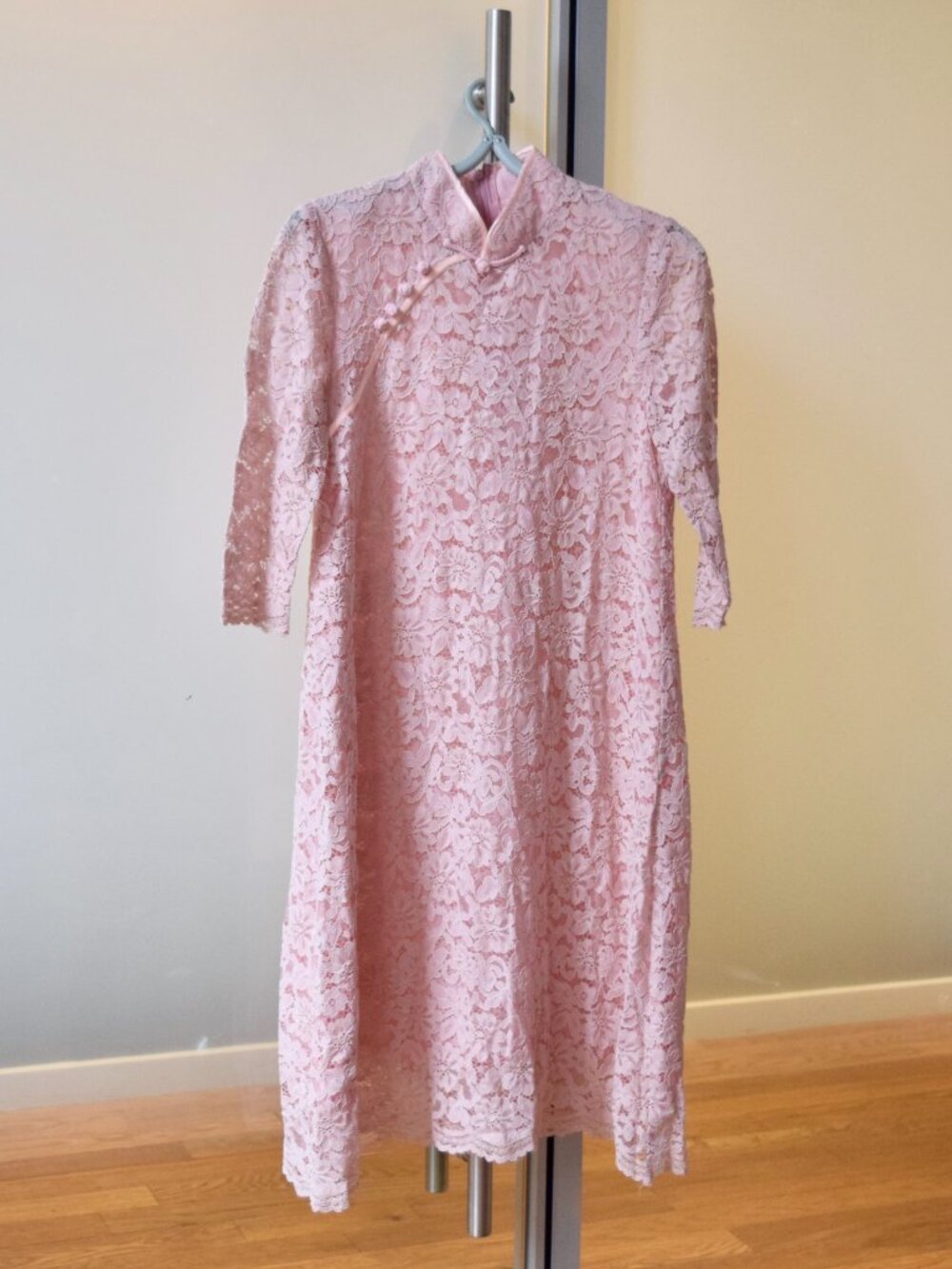 Pink Flora Lace A Line Qipao Dress - Chinese Traditional Cheongsam
